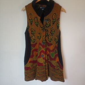 Damee inc. Women's Geometric Flower Long Cardigan Sweater Size M